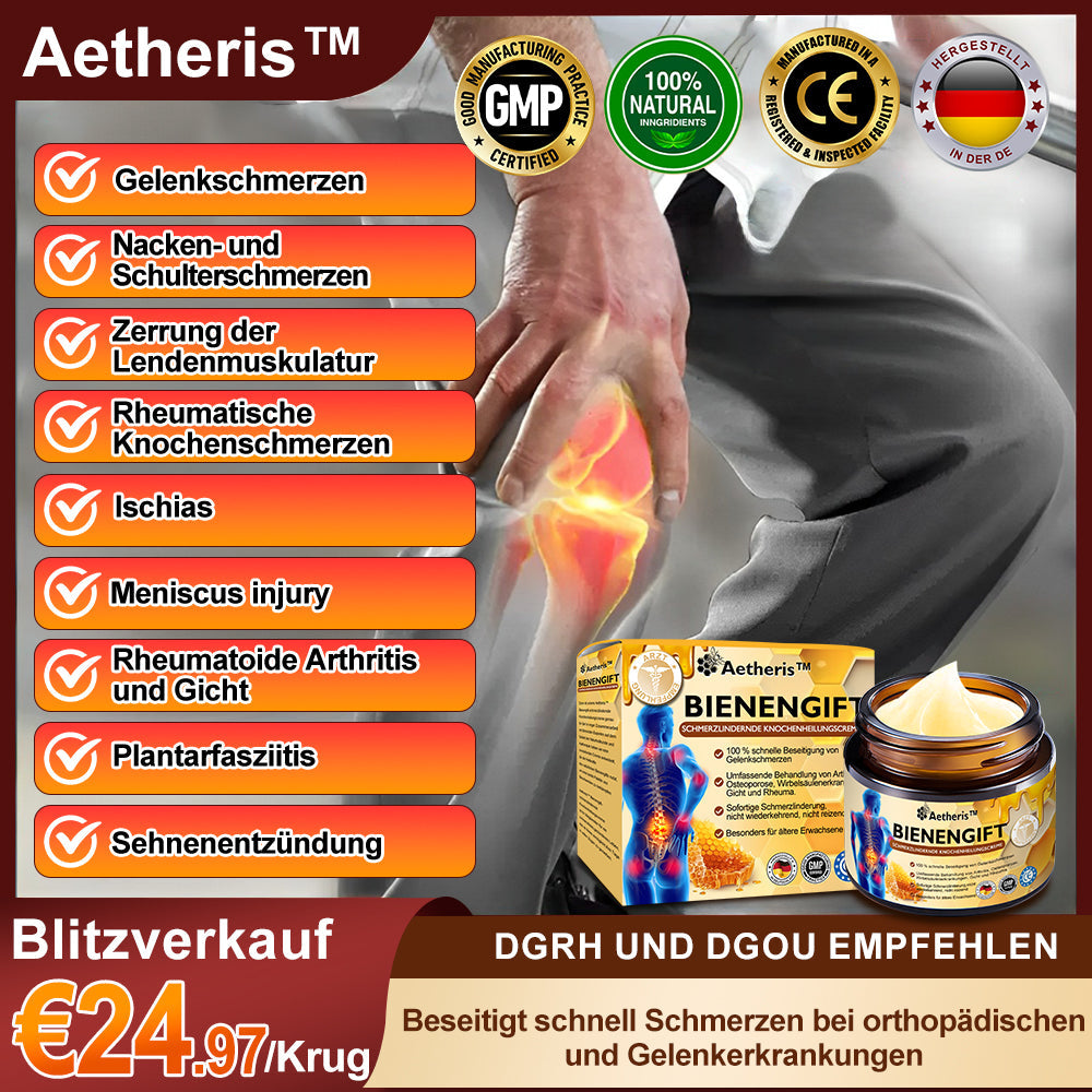 Offizieller Shop: 🔆🔆Aetheris™ Bienengift Sofortige Ultra Starke Schmerztherapie-Creme - (Bietet Schmerzlinderung bei Arthritis, Muskel-, Rücken-, Knie-, Schulter-, Hüft-, Handgelenks- und Handschmerzen)